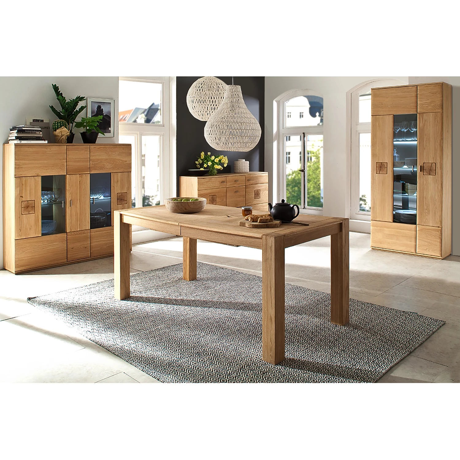 Naturoo Vitrine Vilela - Partiellement en chêne massif - Chêne Bianco / Imitation chêne Bianco 2 Naturoo Vitrine Vilela - Partiellement en chêne massif - Chêne Bianco / Imitation chêne Bianco – Image 2