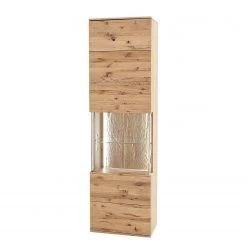 Naturoo Vitrine colonne Ristiina - Partiellement en chêne massif - Chêne Bianco / Imitation chêne Bianco - Porte en verre à droite