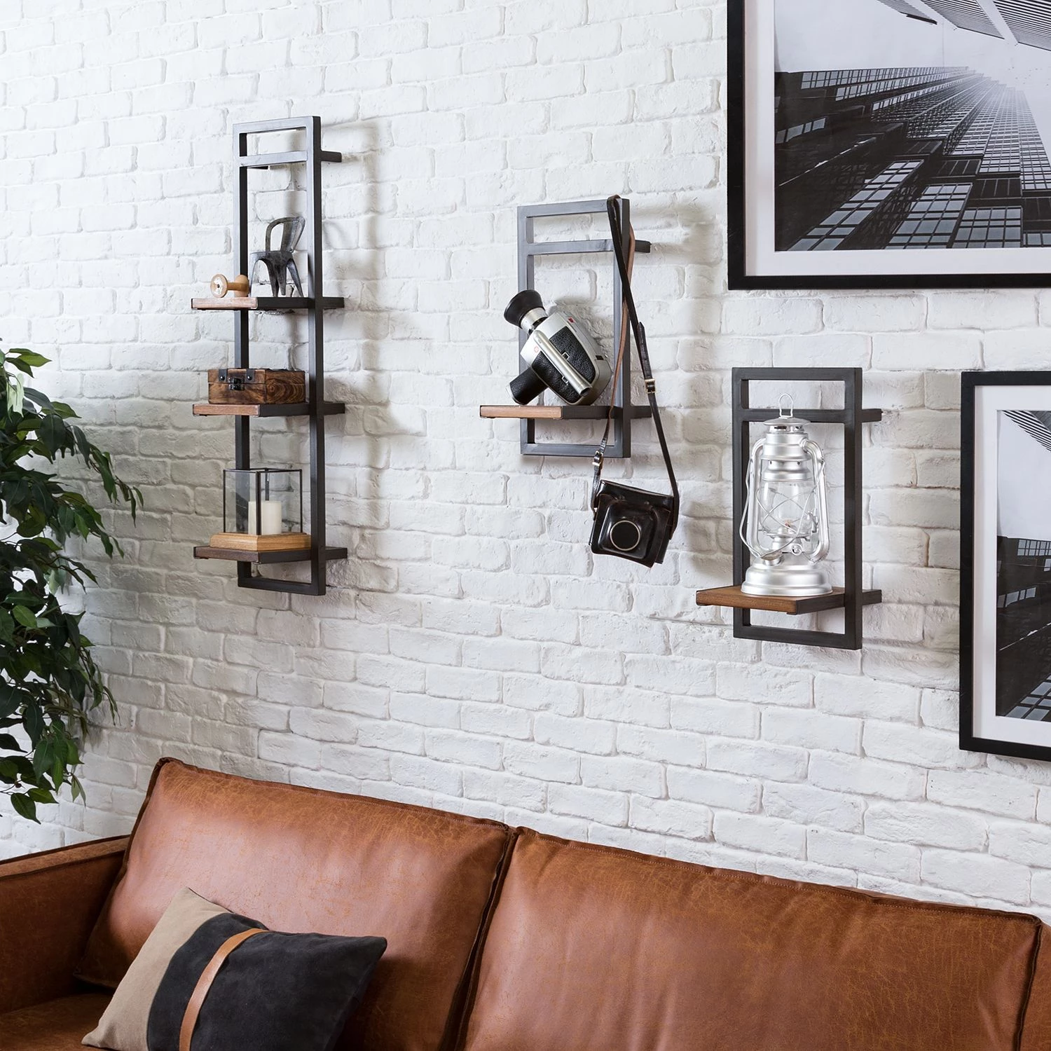 Ars manufacti Étagères murales Manchester (3 éléments) - Acacia massif / Métal - Acacia / Anthracite 1 Ars manufacti Étagères murales Manchester (3 éléments) - Acacia massif / Métal - Acacia / Anthracite