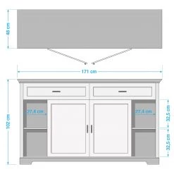 Ridgevalley Buffet Jasmund II - Blanc -Meubles de salle à manger Soldes Magasin 1000136048 190405 14520500017 GALLERYIMAGES P000000001000136048