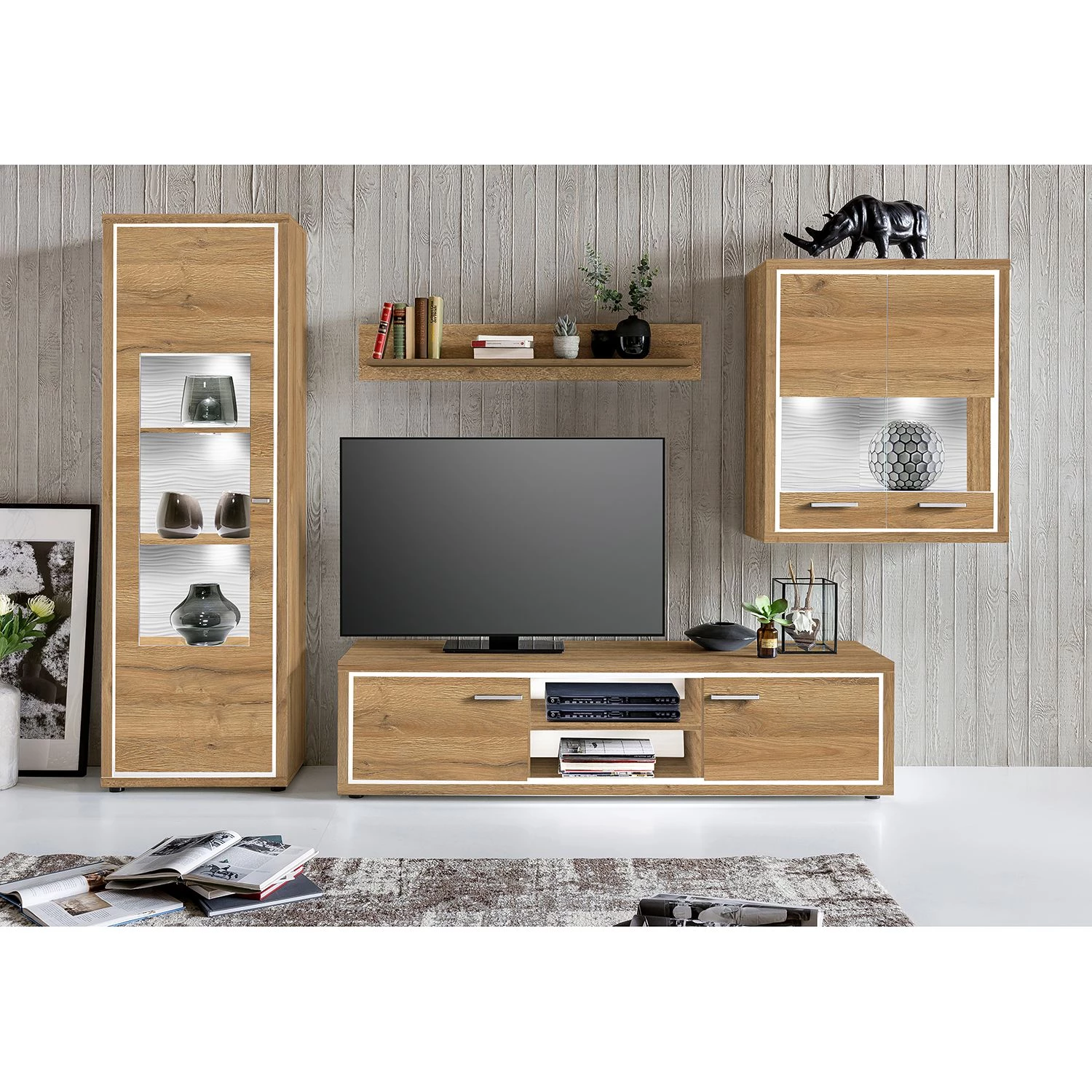 Loftscape Vitrine murale Hagby II - Imitation chêne 2 Loftscape Vitrine murale Hagby II - Imitation chêne – Image 2