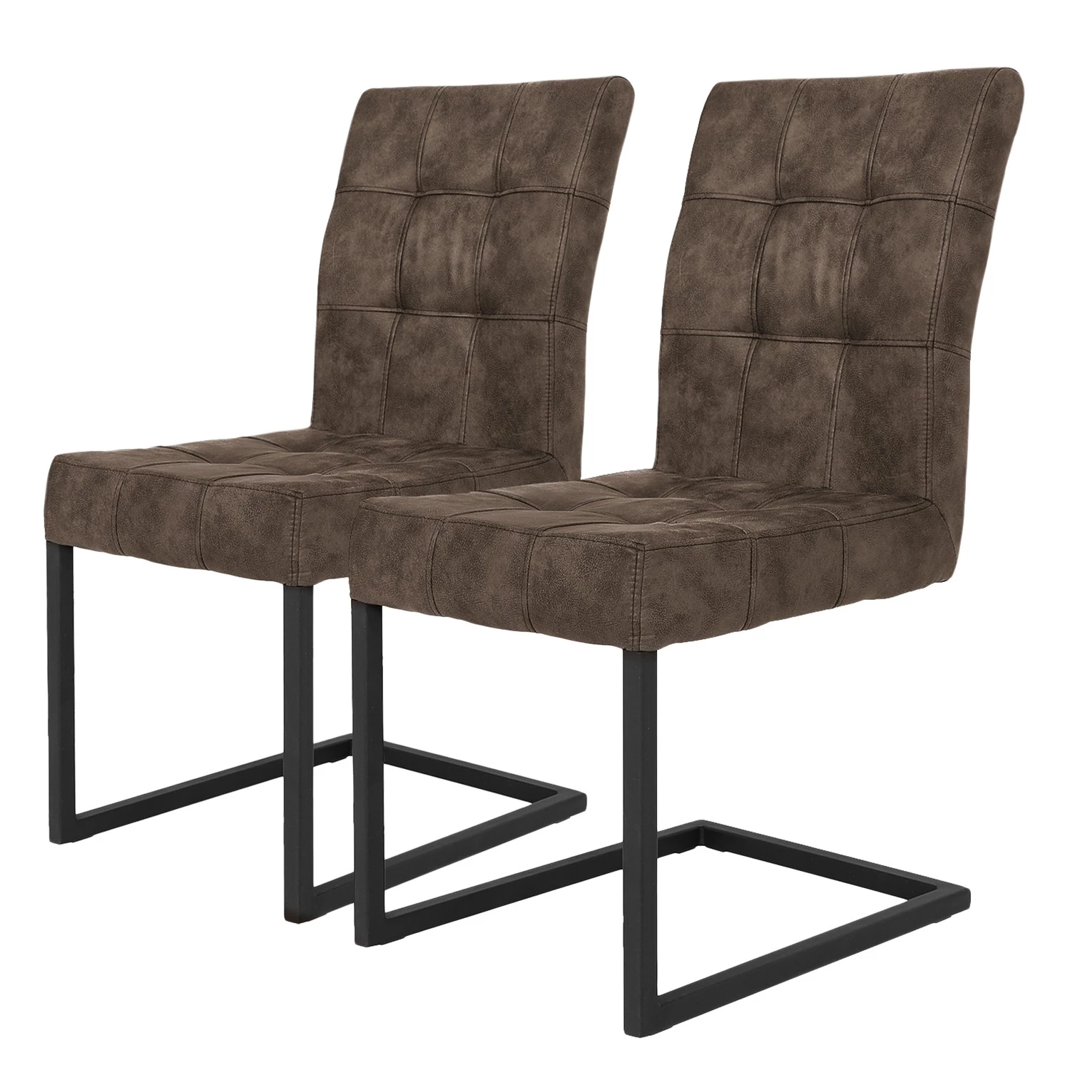Loftscape Chaises cantilever Clyde (lot de 2) - Microfibre / Acier - Taupe vintage / Anthracite 1 Loftscape Chaises cantilever Clyde (lot de 2) - Microfibre / Acier - Taupe vintage / Anthracite