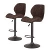 Loftscape Chaises de bar Ripley (lot de 2) - Microfibre / Acier - Anthracite - Marron vintage