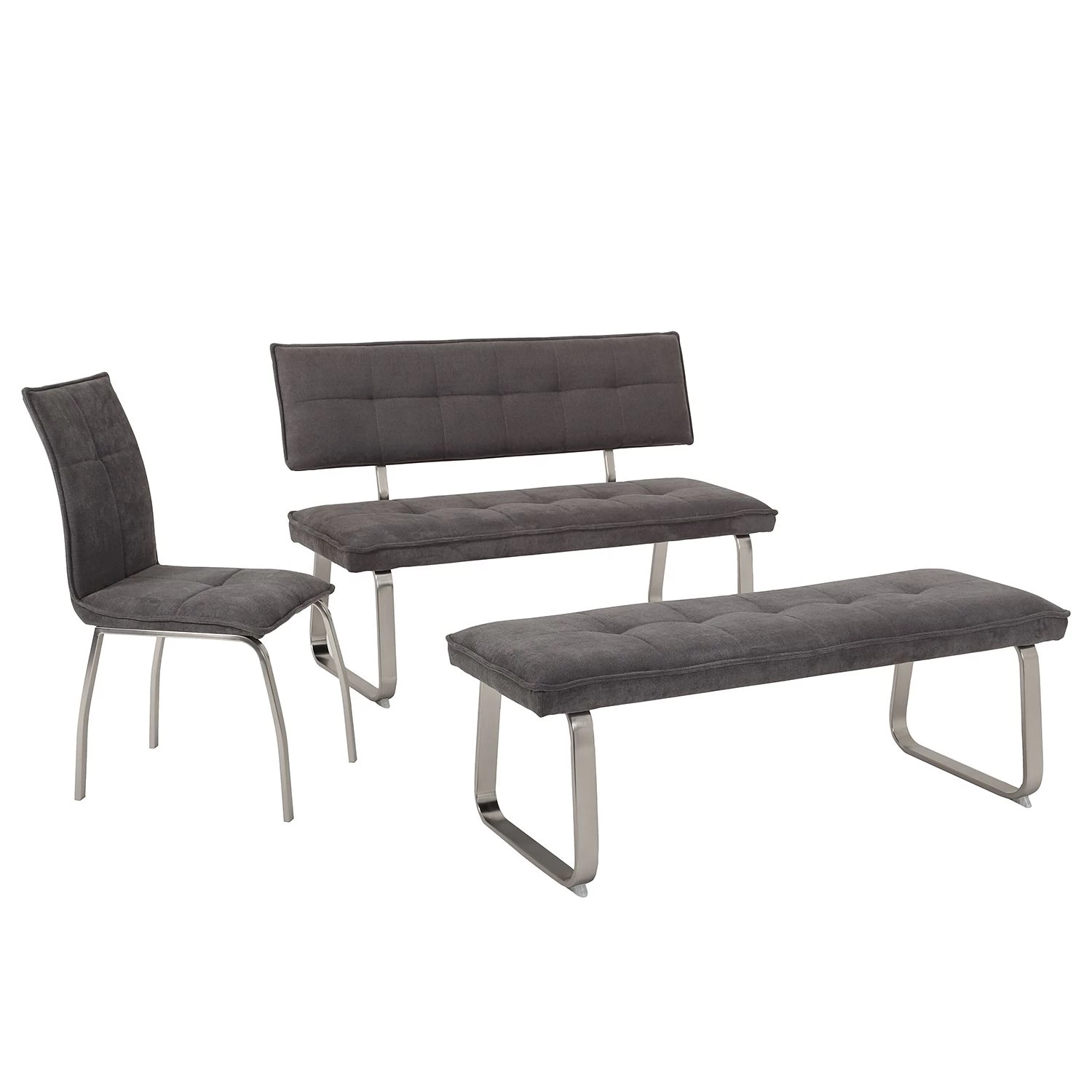 Loftscape Banc Roby I - Tissu / Acier - Anthracite / Imitation acier inoxydable 2 Loftscape Banc Roby I - Tissu / Acier - Anthracite / Imitation acier inoxydable – Image 2