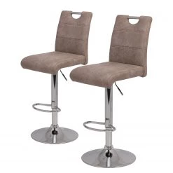 Loftscape Chaises de bar Mansfield (lot de 2) - Microfibre / Acier - Marron vintage