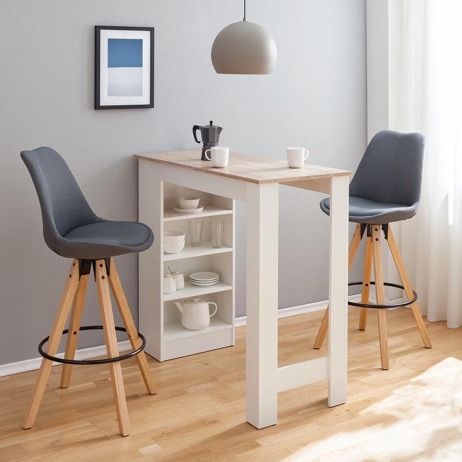 Mørteens Chaises de bar Aledas II - Gris - Lot de 2 2 Mørteens Chaises de bar Aledas II - Gris - Lot de 2 – Image 2