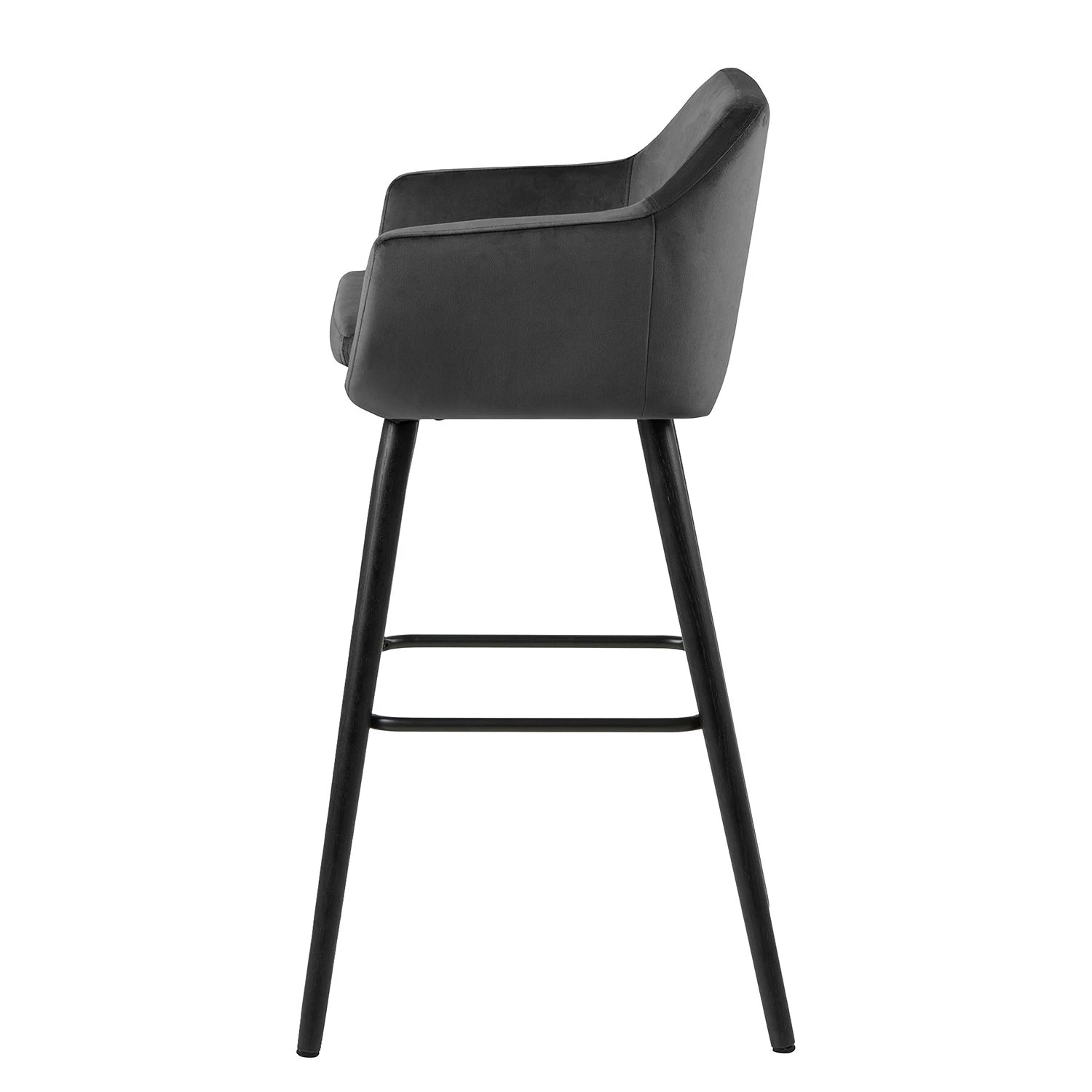 Mørteens Chaises de bar Nicholas III - Velours / Chêne massif - Noir - Gris foncé - Lot de 2 4 Mørteens Chaises de bar Nicholas III - Velours / Chêne massif - Noir - Gris foncé - Lot de 2 – Image 4