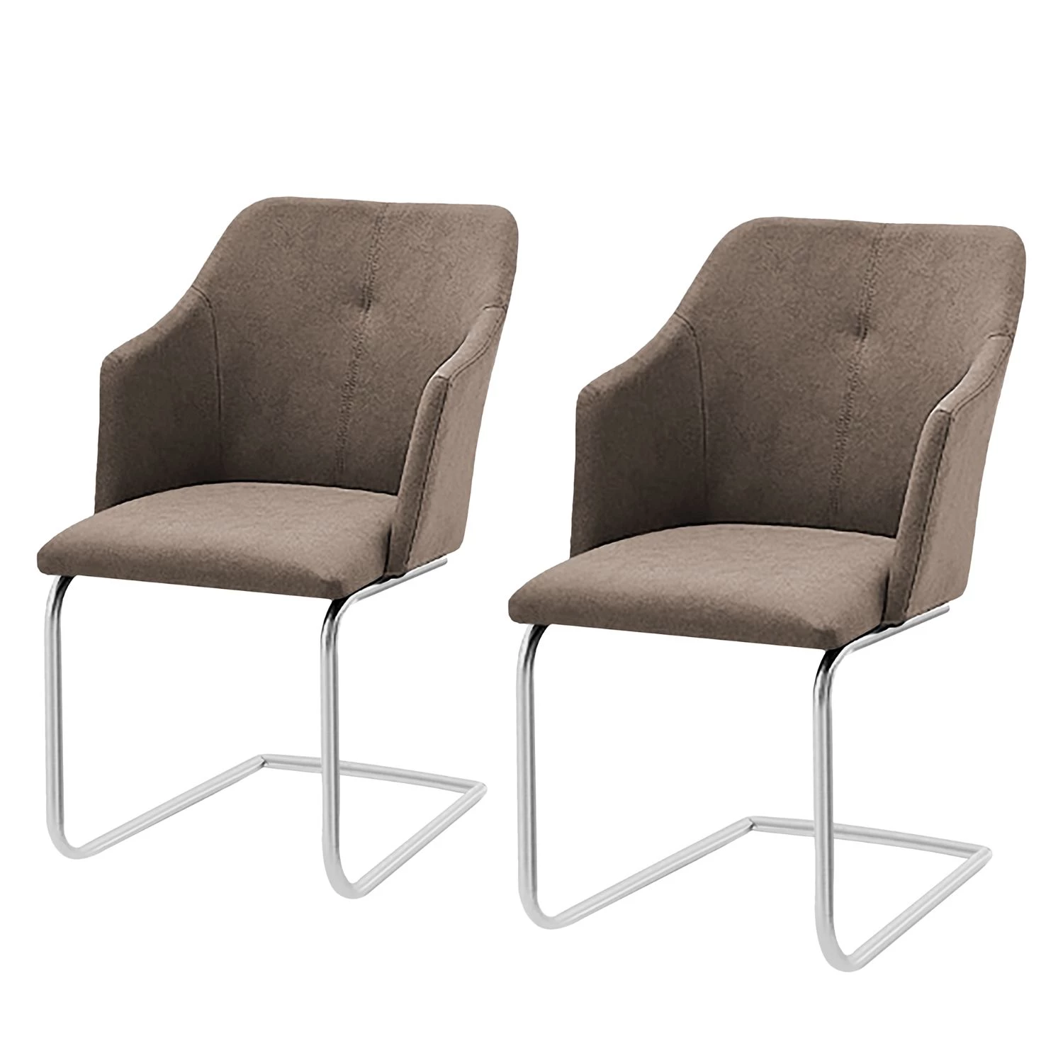 Loftscape Chaises cantilever Tibau (lot de 2) - Imitation cuir / Acier inoxydable - Taupe 1 Loftscape Chaises cantilever Tibau (lot de 2) - Imitation cuir / Acier inoxydable - Taupe