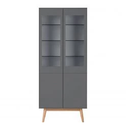 Mørteens Armoire vitrine Lindholm - Partiellement en chêne massif - Gris -Meubles de salle à manger Soldes Magasin 1000139428 190116 09553600027 GALLERYIMAGES P000000001000139428