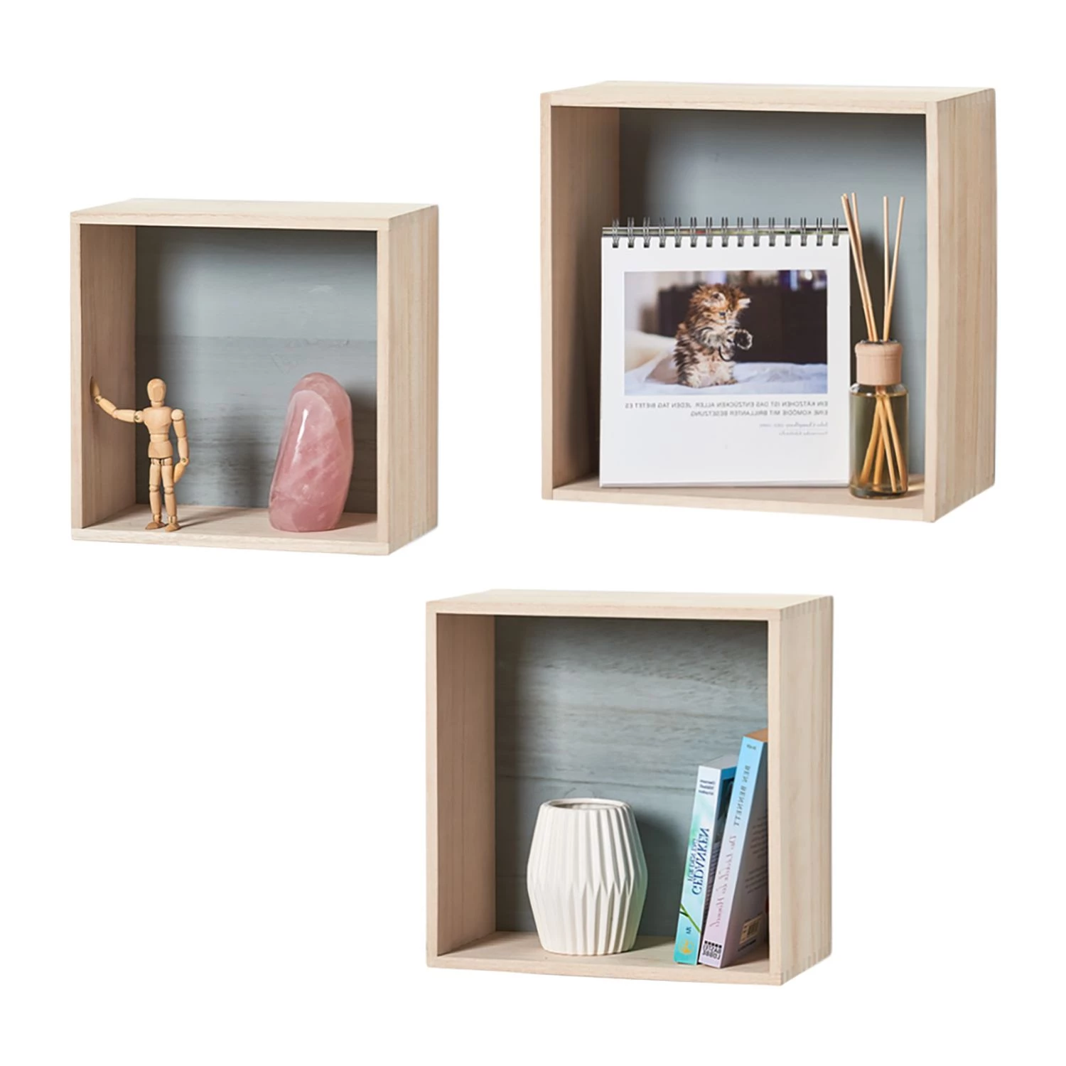 Zeller Étagère Kafertal (3 éléments) - Paulownia massif - Paulownia / Gris 3 Zeller Étagère Kafertal (3 éléments) - Paulownia massif - Paulownia / Gris – Image 3