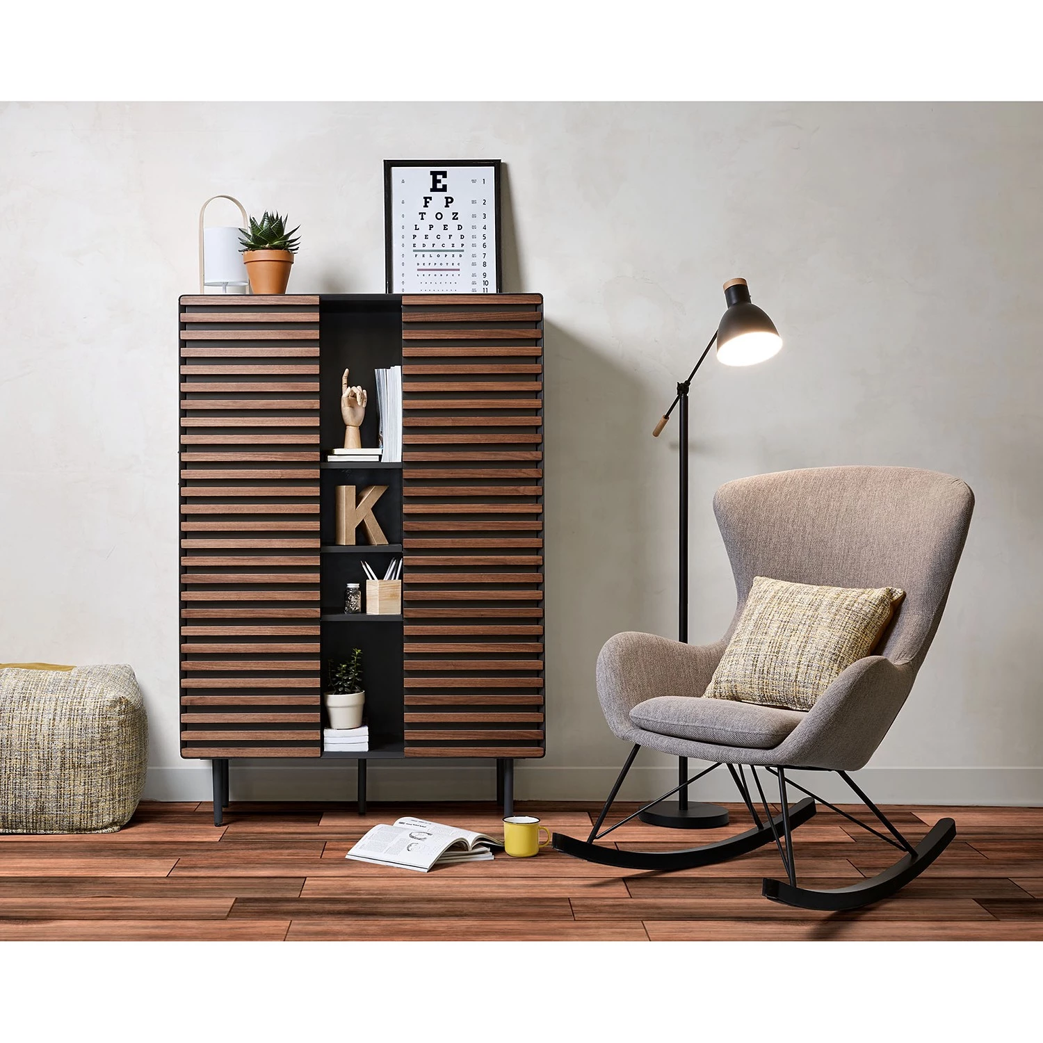 Norrwood Buffet haut Kipra - Noyer contreplaqué - Graphite 2 Norrwood Buffet haut Kipra - Noyer contreplaqué - Graphite – Image 2