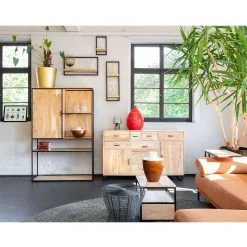 Red Living Étagère Mello IV - Acacia massif - Acacia naturel / Noir -Meubles de salle à manger Soldes Magasin 1000150345 181212 12361800006 MOOD GALLERYIMAGES P000000001000150345 mood