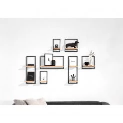 Red Living Étagère Mello IV - Acacia massif - Acacia naturel / Noir -Meubles de salle à manger Soldes Magasin 1000150345 200302 15283300007 MOOD DETAILS P000000001000150345 mood