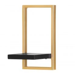 Jack & Alice Étagère Harbin IV - Acacia massif - Acacia noir / Doré - Largeur : 20 cm