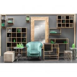 Jack & Alice Étagère Harbin IV - Acacia massif - Acacia noir / Doré - Largeur : 20 cm -Meubles de salle à manger Soldes Magasin 1000150346 190115 12100100003 GALLERYIMAGES P000000001000150346