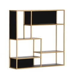 Jack & Alice Étagère Harbin I - Acacia massif - Acacia noir / Doré