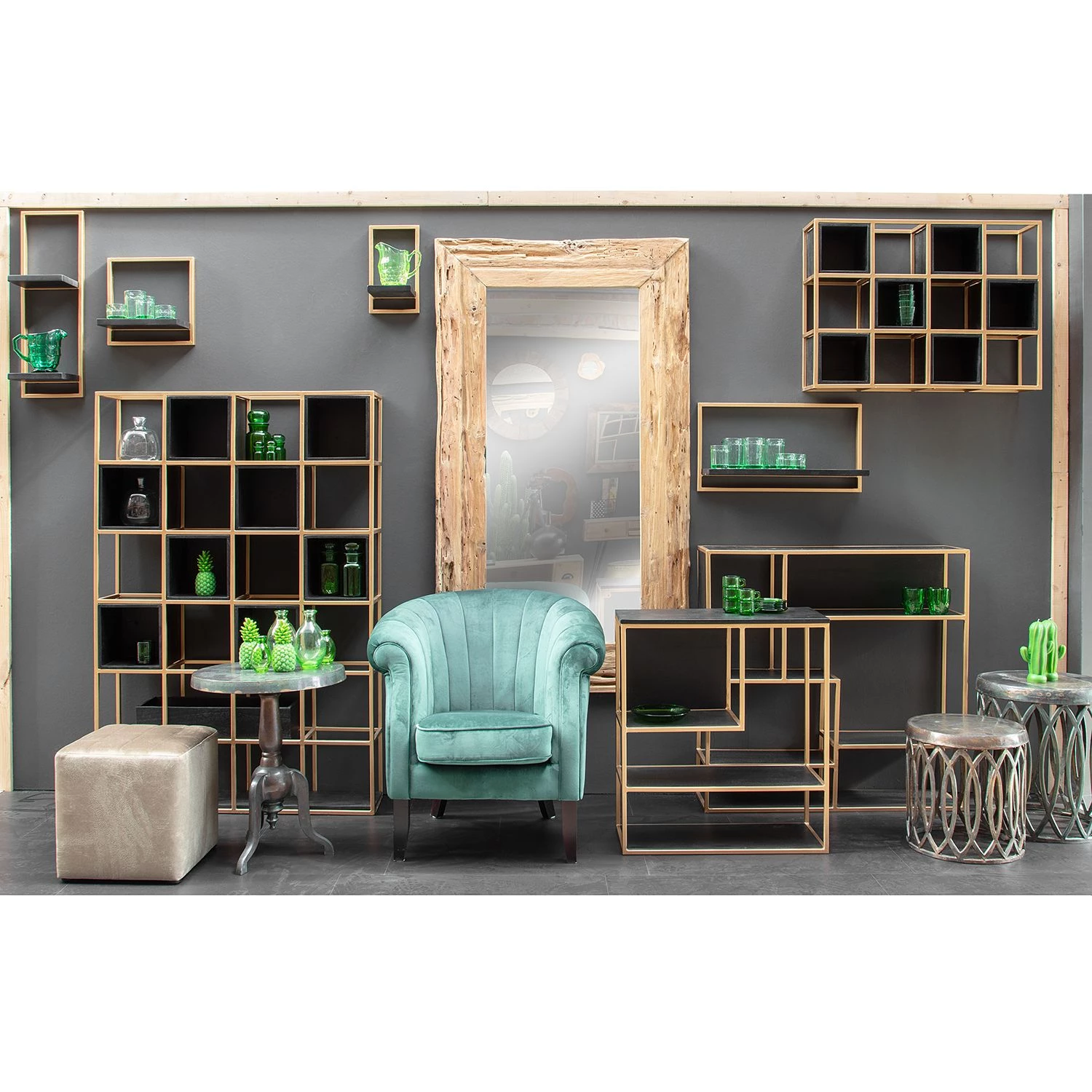 Jack & Alice Étagère Harbin III - Acacia massif - Acacia noir / Doré 2 Jack & Alice Étagère Harbin III - Acacia massif - Acacia noir / Doré – Image 2