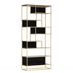 Jack & Alice Étagère Harbin - Acacia massif - Acacia noir / Doré