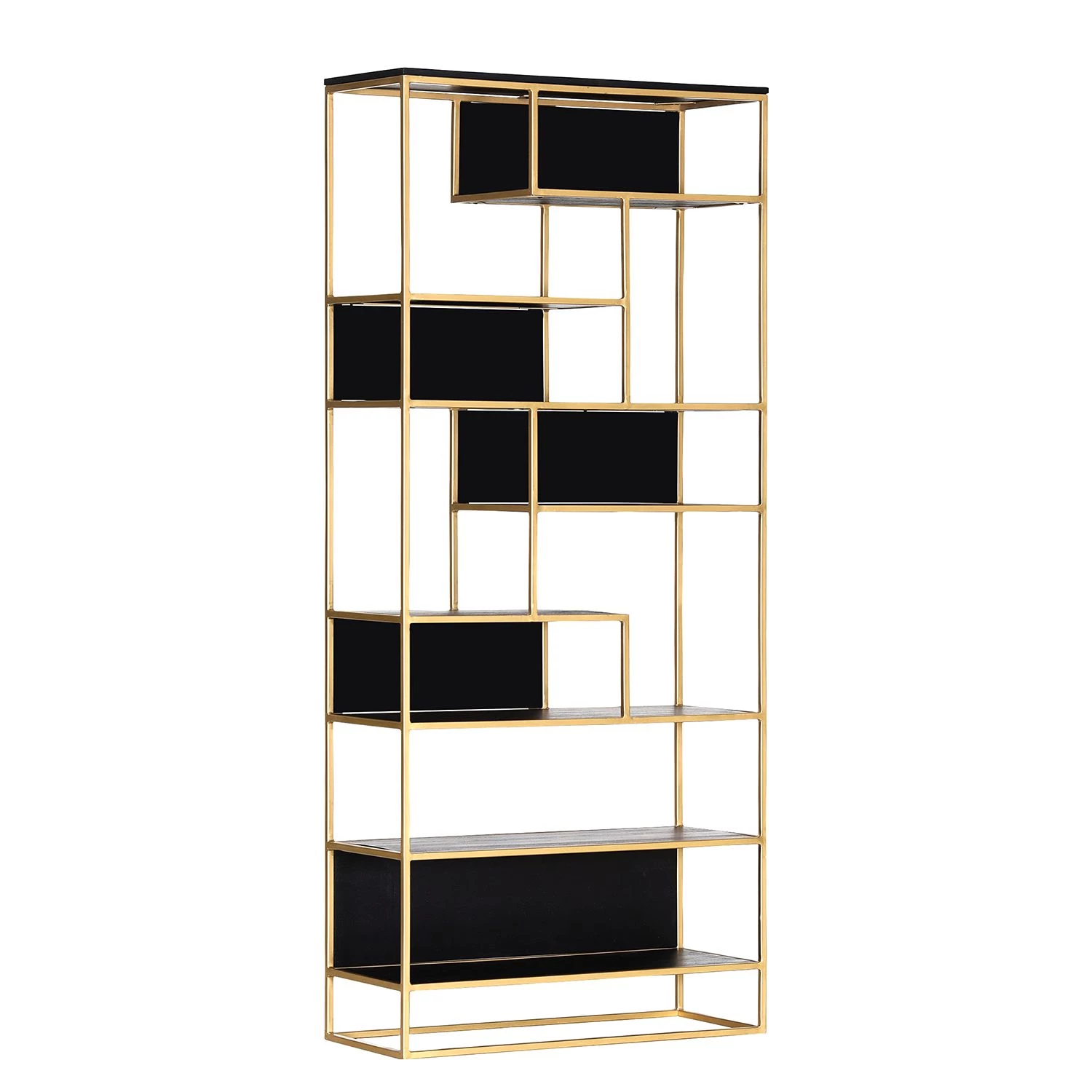 Jack & Alice Étagère Harbin - Acacia massif - Acacia noir / Doré 1 Jack & Alice Étagère Harbin - Acacia massif - Acacia noir / Doré