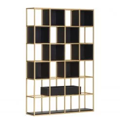 Jack & Alice Bibliothèque Harbin II - Acacia massif - Acacia noir / Doré