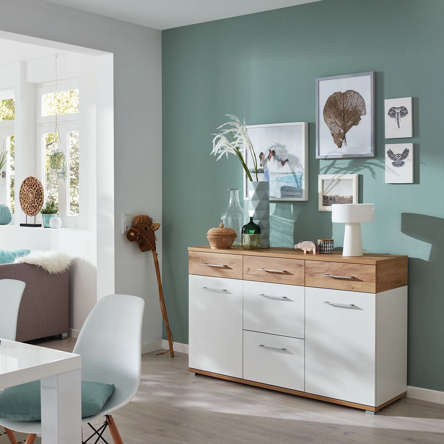 Germania Buffet Nerola - Blanc / Imitation chêne de Navarre 2 Germania Buffet Nerola - Blanc / Imitation chêne de Navarre – Image 2