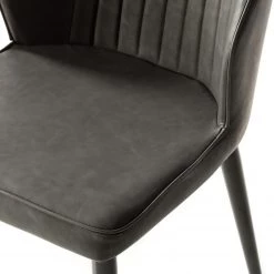 Ars manufacti Chaises Watson (lot de 2) - Imitation cuir / Acier - Noir - Gris vintage -Meubles de salle à manger Soldes Magasin 1000151924 190905 09335800035 DETAILS P000000001000151924