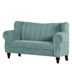 Red Living Banquette Picos (2 places) - Velours côtelé / Pin massif - Bleu Gris