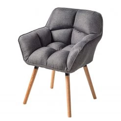 Mørteens Chaise à accoudoirs Lontras - Tissu / Chêne massif - Gris / Chêne -Meubles de salle à manger Soldes Magasin 1000159236 210323 15220601474 DETAILS P000000001000159236