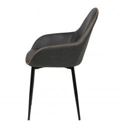 Ars manufacti Chaises à accoudoirs Kia (lot de 2) - Imitation cuir / Métal - Gris foncé / Noir 13 Ars manufacti Chaises à accoudoirs Kia (lot de 2) - Imitation cuir / Métal - Gris foncé / Noir -Meubles de salle à manger Soldes Magasin 1000163190 190315 15245400043 GALLERYIMAGES P000000001000163190