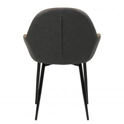 Ars manufacti Chaises à accoudoirs Kia (lot de 2) - Imitation cuir / Métal - Gris foncé / Noir 15 Ars manufacti Chaises à accoudoirs Kia (lot de 2) - Imitation cuir / Métal - Gris foncé / Noir -Meubles de salle à manger Soldes Magasin 1000163190 190315 15245400045 GALLERYIMAGES P000000001000163190