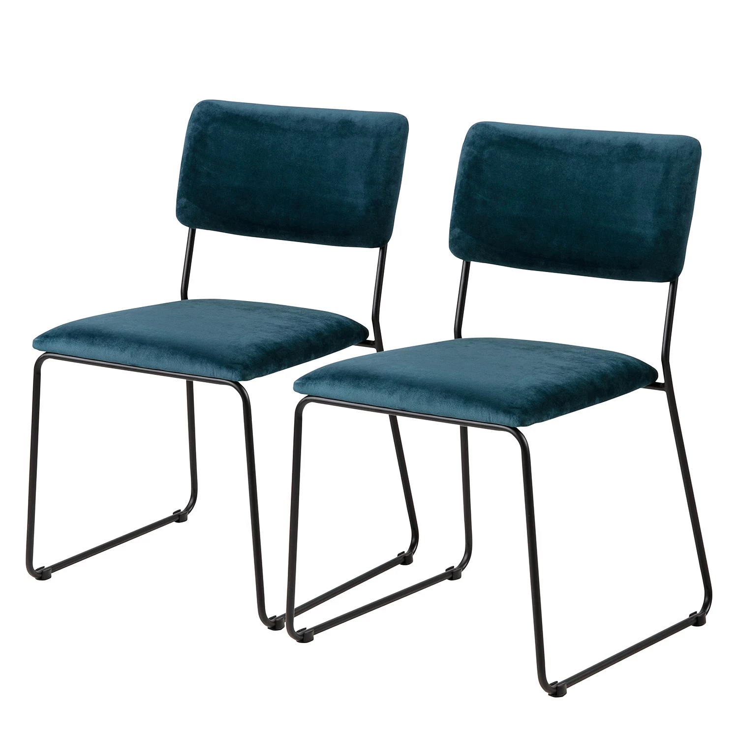 Ars manufacti Chaises Paulista (lot de 2) - Velours/ Métal - Bleu pétrole 1 Ars manufacti Chaises Paulista (lot de 2) - Velours/ Métal - Bleu pétrole