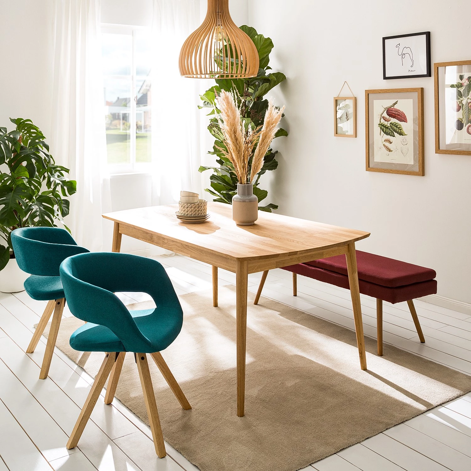 Mørteens Chaise à accoudoirs Buggio - Tissu / Hévéa massif - Tissu Cors: Pétrole - 1 chaise 3 Mørteens Chaise à accoudoirs Buggio - Tissu / Hévéa massif - Tissu Cors: Pétrole - 1 chaise – Image 3