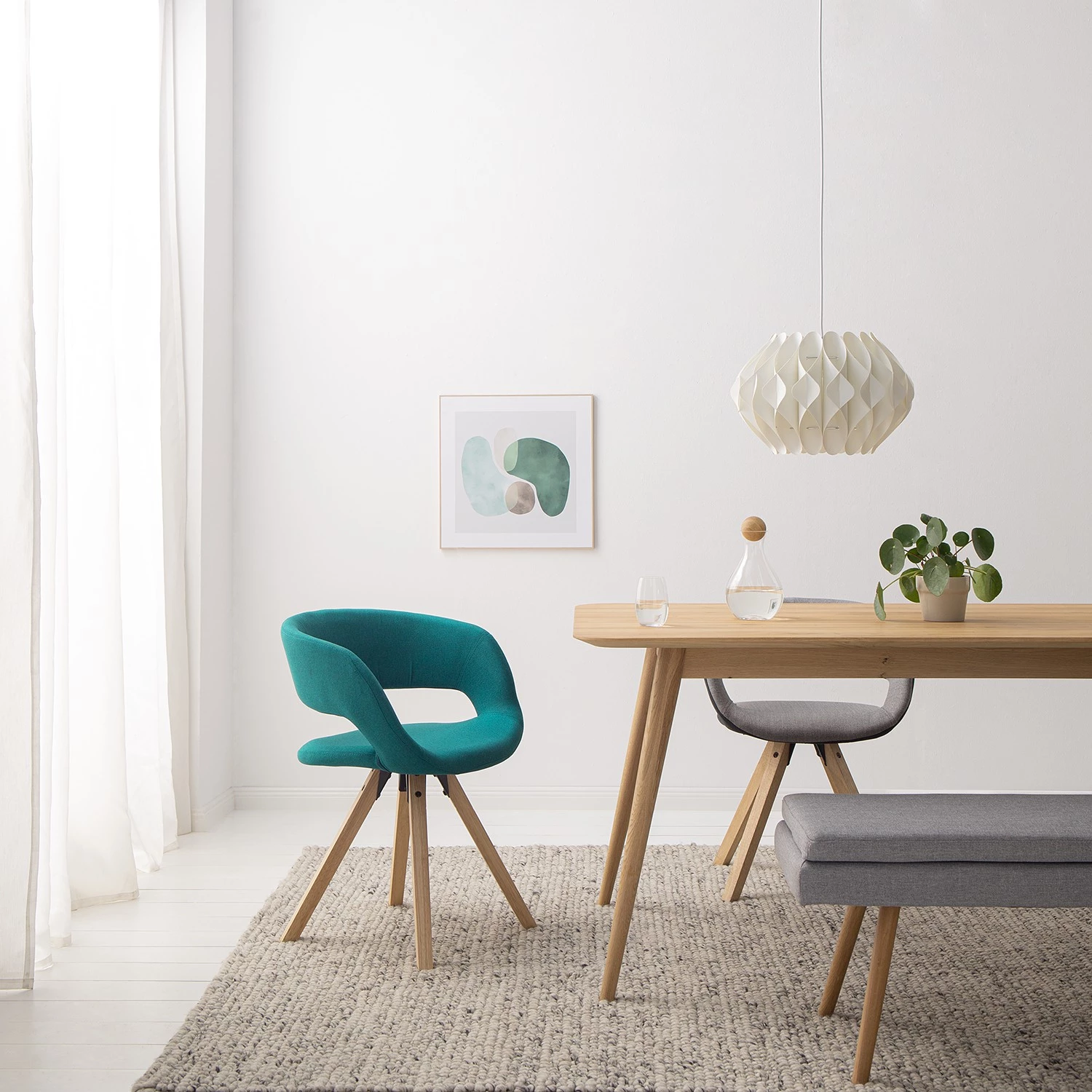 Mørteens Chaise à accoudoirs Buggio - Tissu / Hévéa massif - Tissu Cors: Pétrole - 1 chaise 2 Mørteens Chaise à accoudoirs Buggio - Tissu / Hévéa massif - Tissu Cors: Pétrole - 1 chaise – Image 2