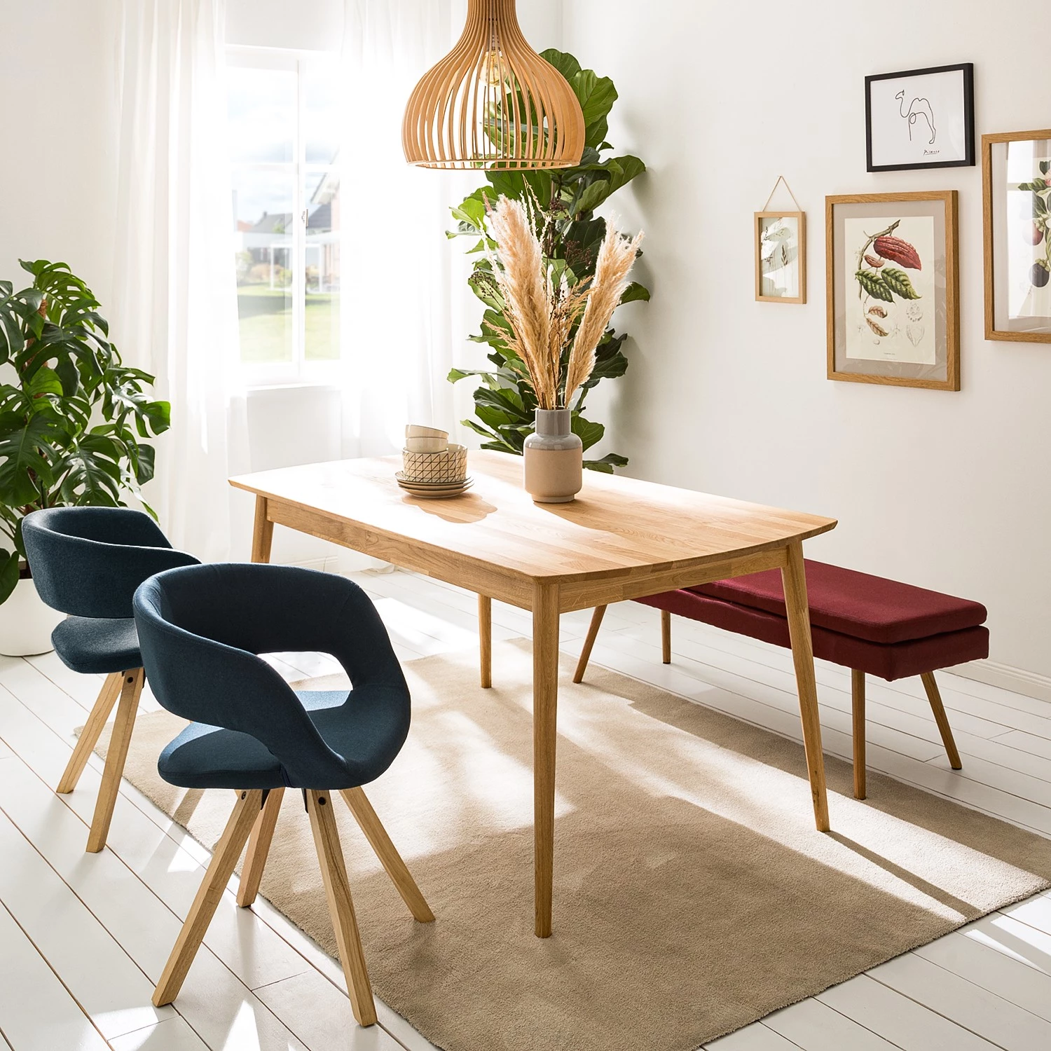 Mørteens Chaise à accoudoirs Buggio - Tissu / Hévéa massif - Tissu Cors: Bleu jean - 1 chaise 2 Mørteens Chaise à accoudoirs Buggio - Tissu / Hévéa massif - Tissu Cors: Bleu jean - 1 chaise – Image 2