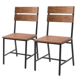 Ars manufacti Chaises Manchester II (lot de 2) - Acacia massif / Métal - Acacia / Noir