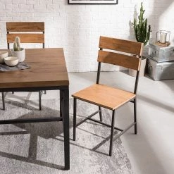 Ars manufacti Chaises Manchester II (lot de 2) - Acacia massif / Métal - Acacia / Noir -Meubles de salle à manger Soldes Magasin 1000164684 191111 08414100002 DETAILS P000000001000164684