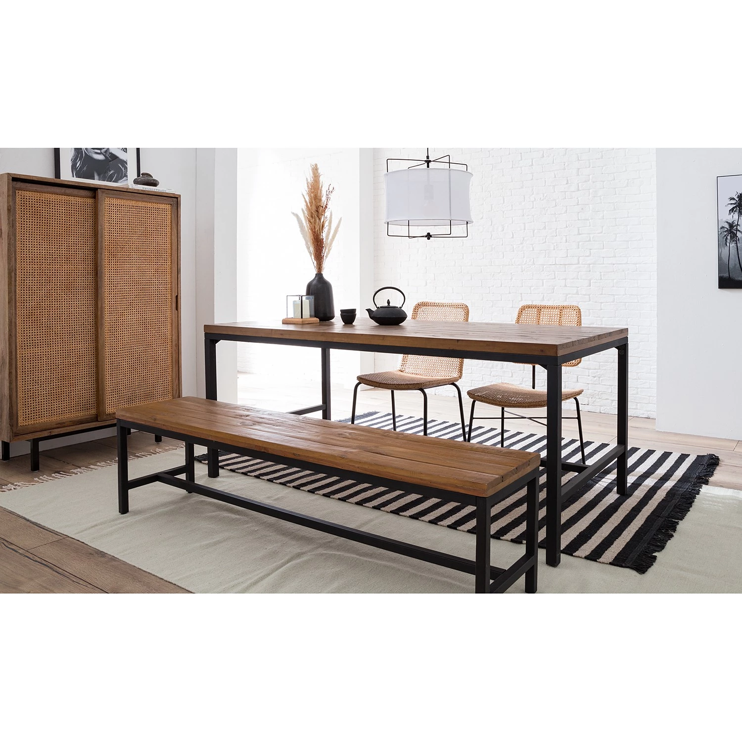 Ars manufacti Table Grasby II - Pin recyclé / Métal - Pin foncé / Noir 2 Ars manufacti Table Grasby II - Pin recyclé / Métal - Pin foncé / Noir – Image 2