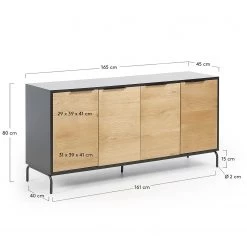 Norrwood Buffet Ceduna - Chêne / Noir mat -Meubles de salle à manger Soldes Magasin 1000166592 190319 10113400070 GALLERYIMAGES P000000001000166592