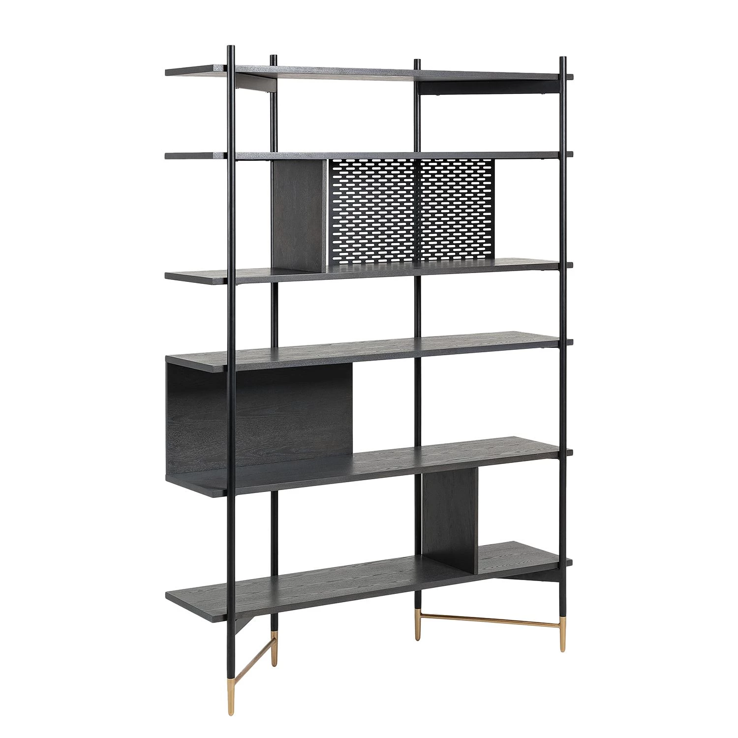 Jack & Alice Étagère Cabral - Frêne noir / Doré 1 Jack & Alice Étagère Cabral - Frêne noir / Doré