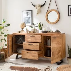 Ars Natura Buffet Vardo - Acacia massif / Métal - Acacia / Noir -Meubles de salle à manger Soldes Magasin 1000166791 191030 08503100003 MOOD DETAILS P000000001000166791 mood