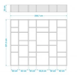 Loftscape Bibliothèque Emporior IV - Blanc brillant - Largeur : 260 cm -Meubles de salle à manger Soldes Magasin 1000167458 190507 15565300007 GALLERYIMAGES P000000001000167458