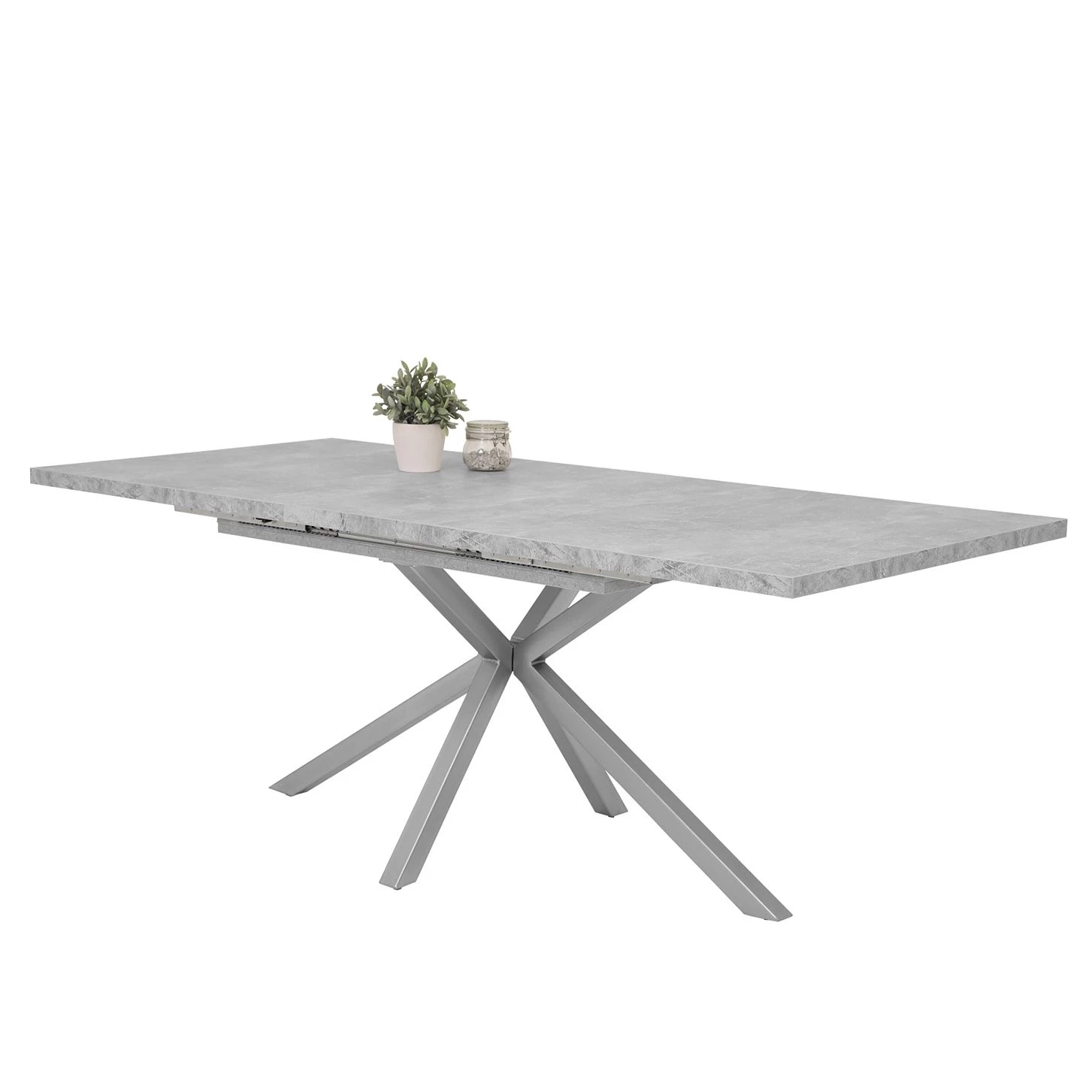 Mooved Table Jurien - (Avec rallonge) - Imitation béton / Argenté - Argenté 1 Mooved Table Jurien - (Avec rallonge) - Imitation béton / Argenté - Argenté