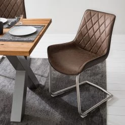 Fredriks Chaises cantilever Saval III (lot de 2) - Imitation cuir / Acier inoxydable - Marron vintage -Meubles de salle à manger Soldes Magasin 1000169676 191002 12143700016 MOOD DETAILS P000000001000169676 mood