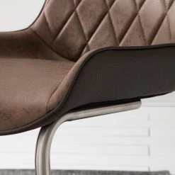 Fredriks Chaises cantilever Saval III (lot de 2) - Imitation cuir / Acier inoxydable - Marron vintage -Meubles de salle à manger Soldes Magasin 1000169676 191002 12143700017 DETAILS P000000001000169676