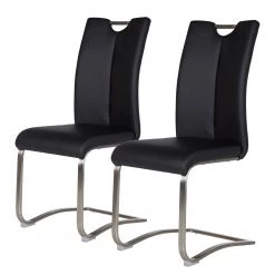 Fredriks Chaises cantilever Ratos (lot de 2) - Imitation cuir / Acier inoxydable - Noir