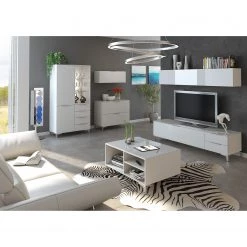 Maja Möbel Meuble murale Shino I - Verre blanc / Blanc - Largeur : 180 cm -Meubles de salle à manger Soldes Magasin 1000170588 200304 13414600004 MOOD DETAILS P000000001000170588 mood