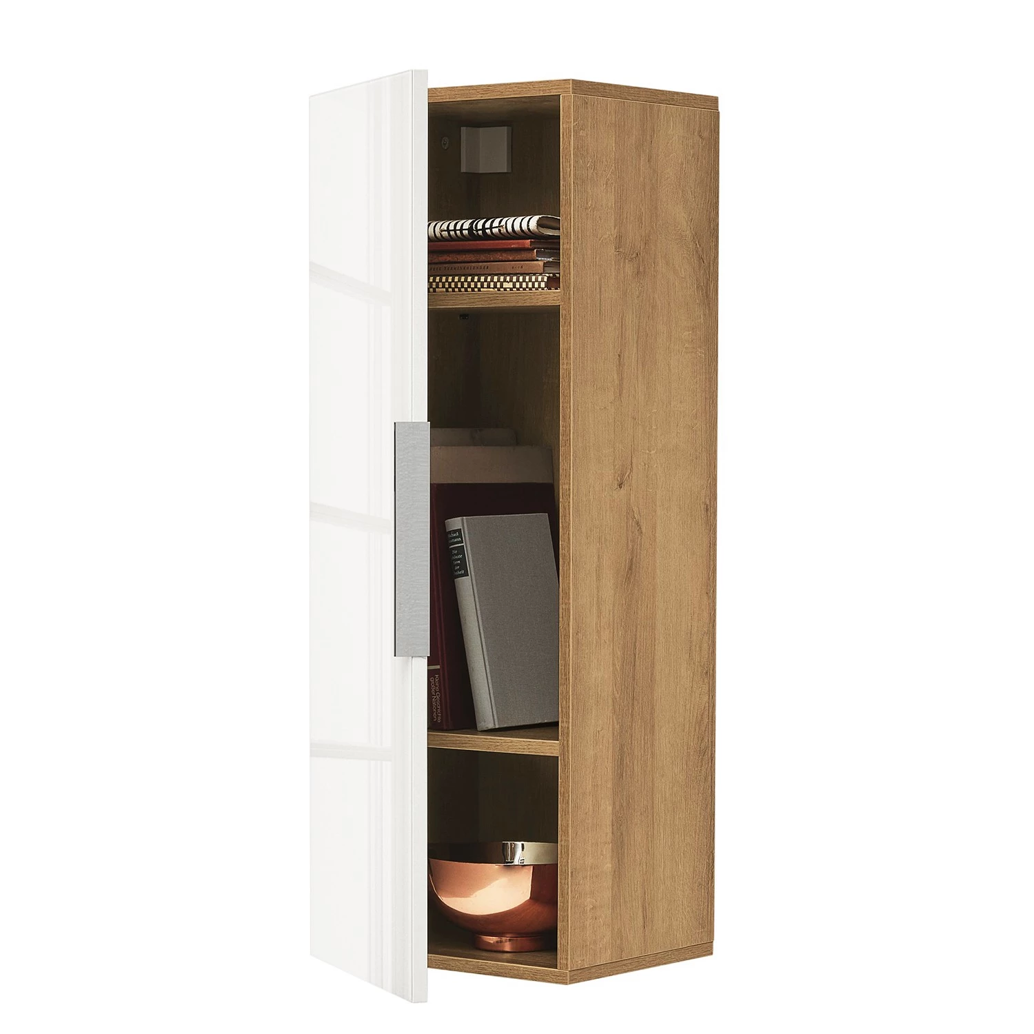 Maja Möbel Meuble murale Shino II - Verre blanc / Imitation chêne de Riviera 3 Maja Möbel Meuble murale Shino II - Verre blanc / Imitation chêne de Riviera – Image 3