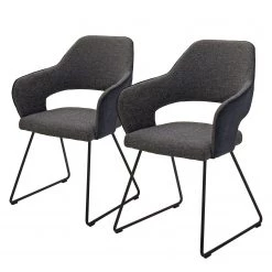 Loftscape Chaises à accoudoirs Savega (lot de 2) - Tissu / Acier inoxydable - Anthracite - Gris foncé