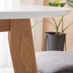 Mørteens Table Rob I - Partiellement en frêne massif - Blanc / Frêne -Meubles de salle à manger Soldes Magasin 1000170702 191017 11154600059 DETAILS P000000001000170702