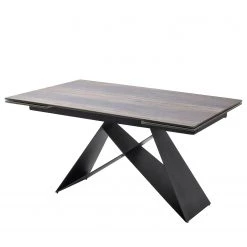 Fredriks Table Pinna - Céramique et verre / Métal - Noir mat - Imitation chêne foncé